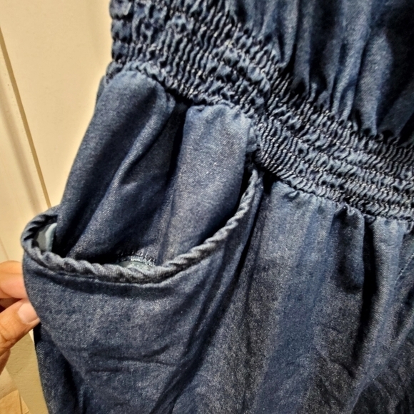 1X Denim Strapless Romper Pockets - Picture 5 of 8